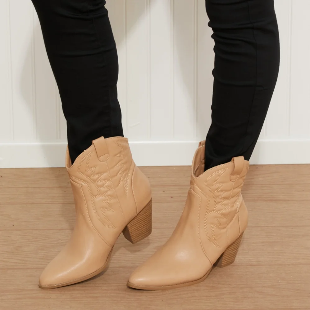 East Lion Corp Texas Trip Embroidered Cowboy Booties in Toffee - Picture 4 of 7